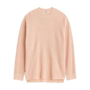 Madewell Crewneck Alpaca Blend Rib Sweater in Heather Pale Blush